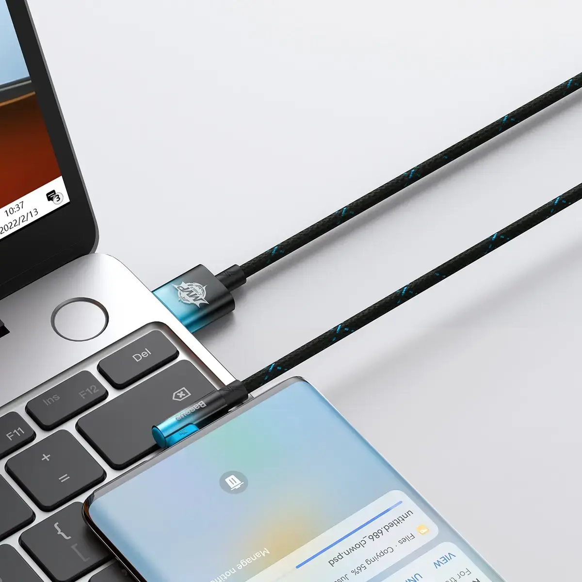 Baseus Elbow USB to USB-C 100W 2m angled cable (black-blue)