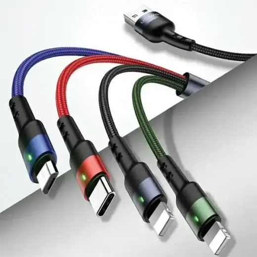 USAMS SJ317USB01 3-in-1 data transfer and charging cable | USB-A to Lightning, Micro USB, USB-C | 10W | 1.2m