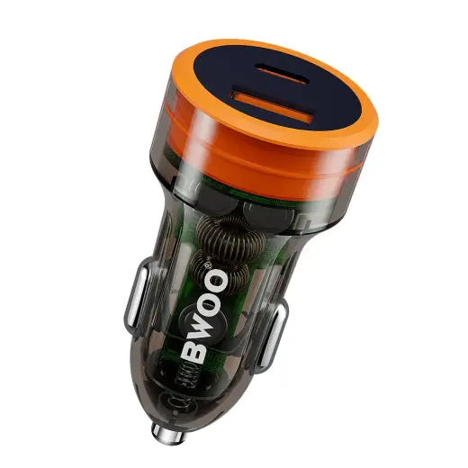 BWOO BO-CC85 autolaadija | 20W | PD, QC | USB-A, USB-C | läbipaistev