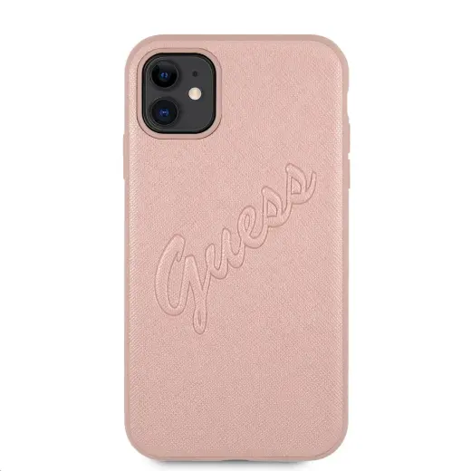GUHCN61RSAVSRG Guess PU Saffiano Vintage Script Case for iPhone 11 Rose Gold
