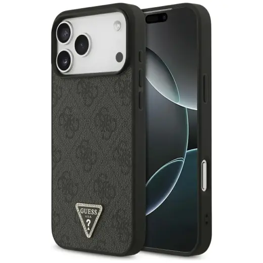 Guess Leather 4G Triangle Strass MagSafe Case for iPhone 17 Pro Max black