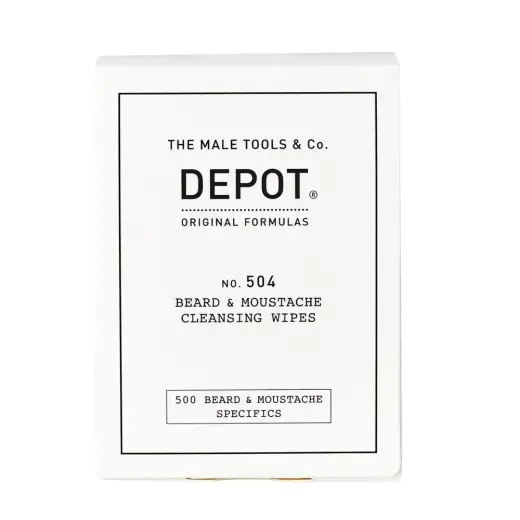 Set, Depot, 500 Beard & Mustache Specifics No. 504, Beard & Moustache Cleansing Wipes, 12 pcs