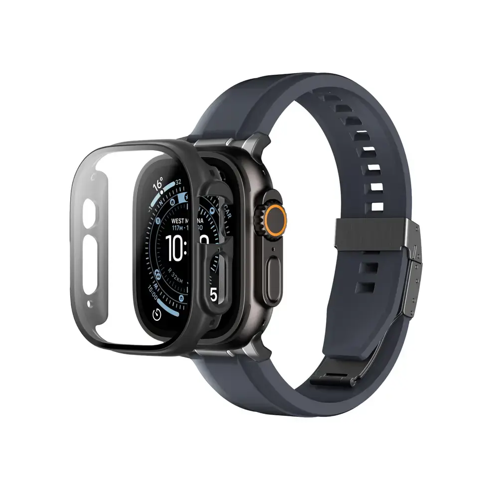 AmazingThing Radix Glass Screen Protector with Case for Apple Watch UItra 3 49mm - Black