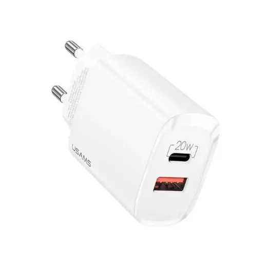 USAMS Ład. siec. 1xUSB-C+1xUSB T35 20W (only head) PD3.0 +QC3.0 Fast Charging biały|white CC121TC01 (US-CC121)
