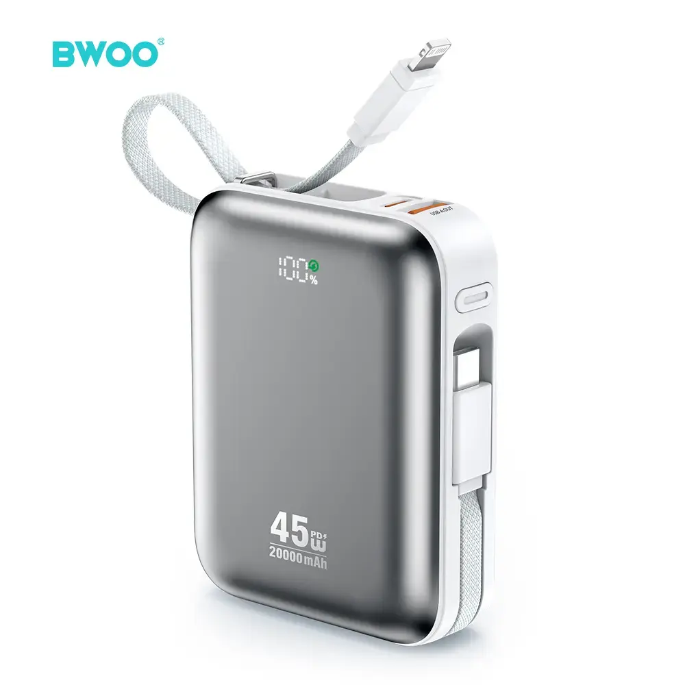 BWOO P78 ārējais akumulators (powerbank) | 20 000 mAh | 45W | PD | USB-C, Lightning