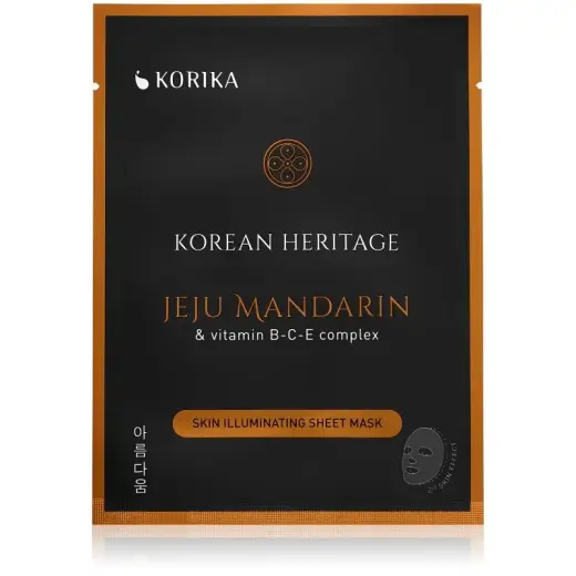 KORIKA Korean Heritage Brightening Skin Sheet Mask with Jeju Mandarin & Vitamin B Complex 25g
