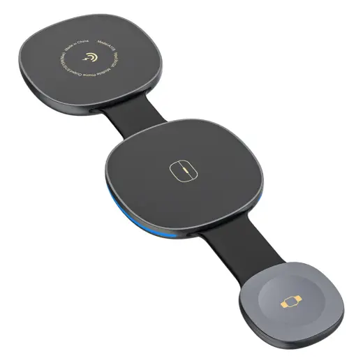 Dudao A11S 3-in-1 Wireless Charger Compatible with MagSafe Smartphone Smartwatch Headphones - Black