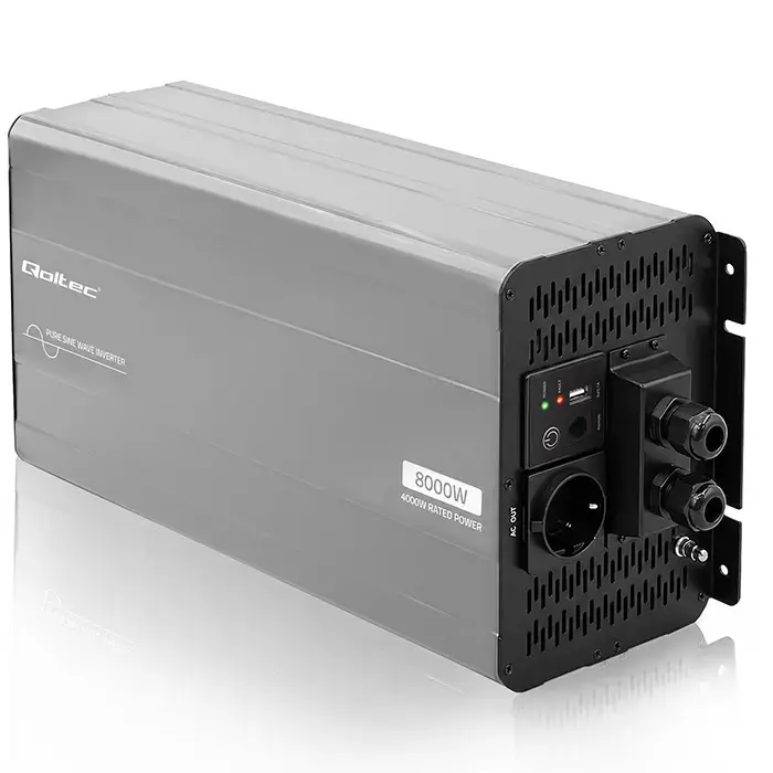 Qoltec Pure Sine Wave Inverter | 12V to 230V | 4000/8000W | USB | Compatible with LiFePO4 GEL AGM