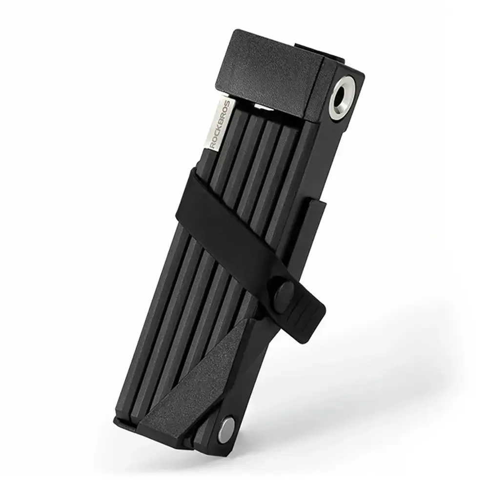 Rockbros 32140003001 foldable bicycle lock with key and handle, 88cm - black