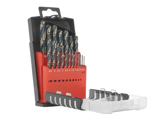 19 vnt. HSS 1.0-10.0mm juodai-auksinių metalo grąžtų rinkinys