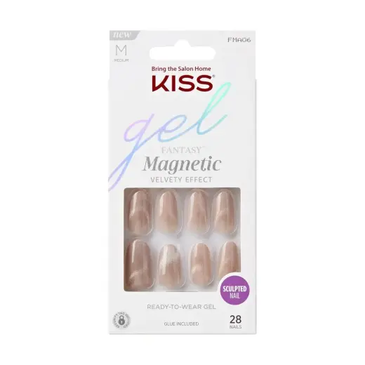KISS Gel Fantasy  Press-on Nails  Nail Glue Included  'Drama'  Brown  Medium Size  Oval Shape  Includes 28 Nails  2g Glue  1 Manicure Stick  1 Mini Fi