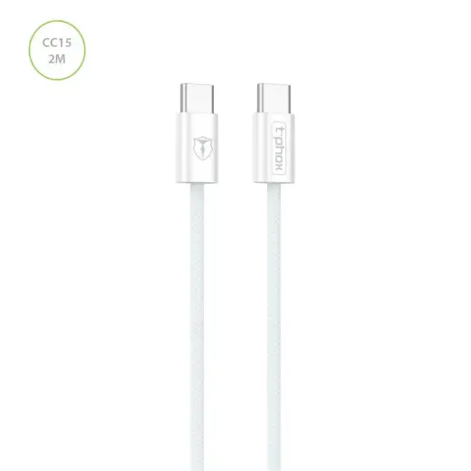 T-PHOX CC15 SERIES data transfer and charging cable | USB-C to USB-C | 60W | 2m | white