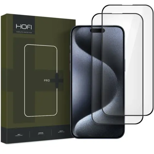 HOFI GLASS PRO+ karastatud klaas, 2 tk pakend, sobib iPhone 16, must