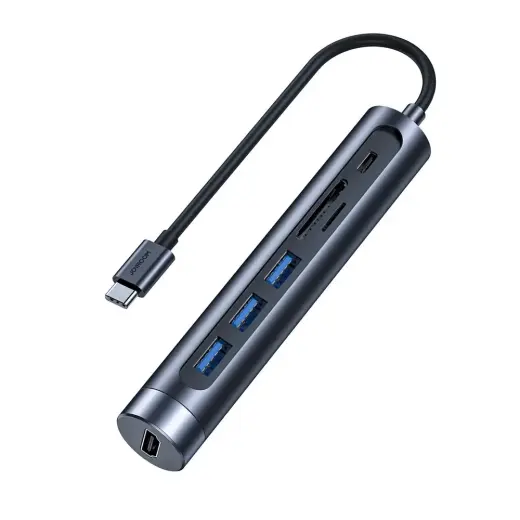 Joyroom Multifunctional USB Hub 7in1 Type C | 3x USB 3.0 | HDMI 4K 30Hz | SD Card Reader and Micro SD 100W 15cm gray (S-H112)