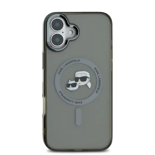 Karl Lagerfeld case for iPhone 16 6,1" KLHMP16SHLSKCK black Hard IML Metal Karl&Choupette Head MagSafe