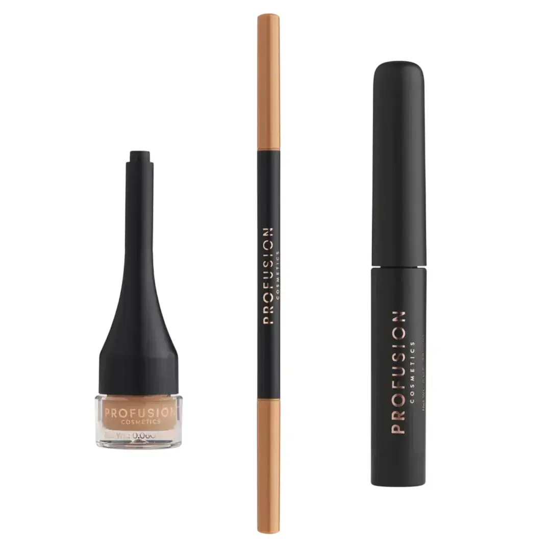 Set Profusion Cosmetics: Ultimate Brow Sculpt, Eyebrow Gel, Blonde, 1.8 g + Ultimate Brow Sculpt, Defining, Eyebrow Cream Pencil & Brush 2-In-1, Blonde, 0.07 g + Ultimate Brow Sculpt, Eyebrow Pomade, Blonde, 4 ml