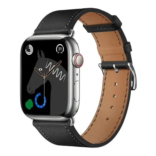 Forcell F-Design FA20 nutikella rihm Apple Watch (42/44/45/49 mm) jaoks | tehisnahk | must