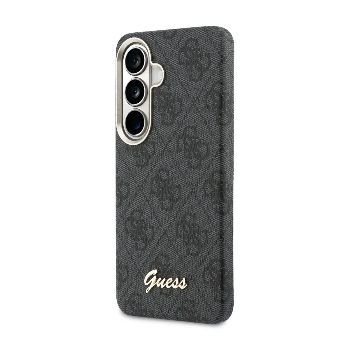 Guess PU 4G Script Metal Logo maciņš ar MagSafe atbalstu telefonam Samsung Galaxy S26 (S942) melns