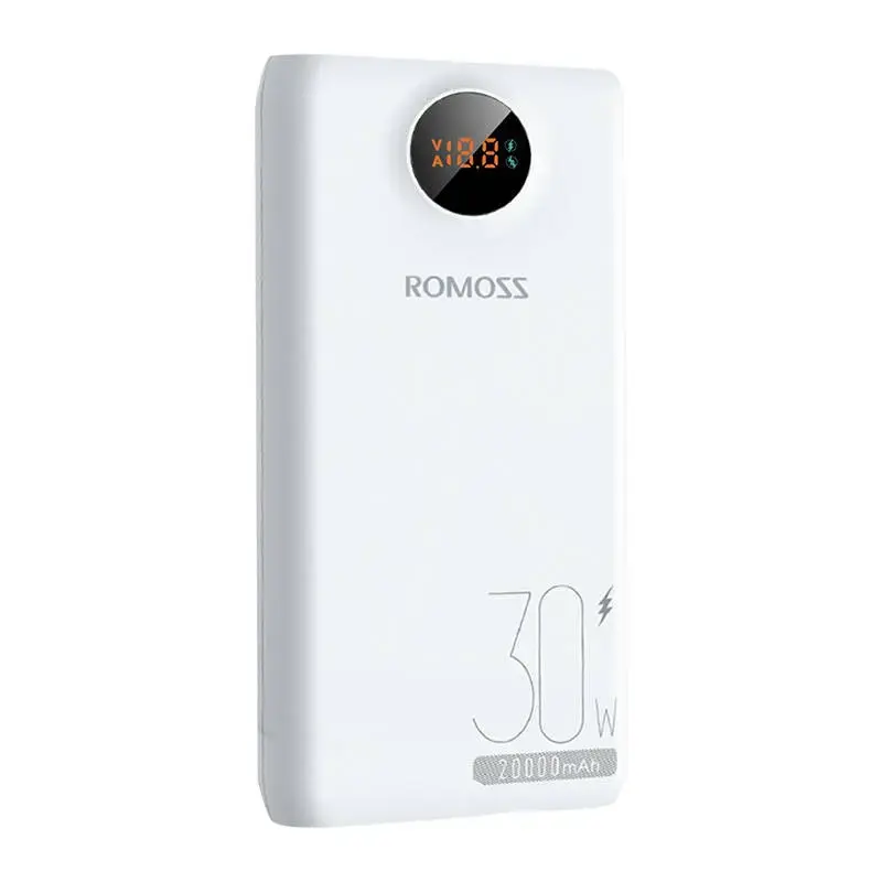 Romoss SW20S Pro external battery (powerbank) | 20000 mAh | 30W | USB-C, USB-A, Micro USB, Lightning | LED display | white