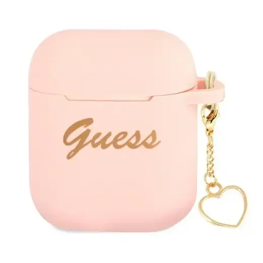 Guess GUA2LSCHSP AirPods 1|2 cover  różowy|pink Silicone Charm Heart Collection