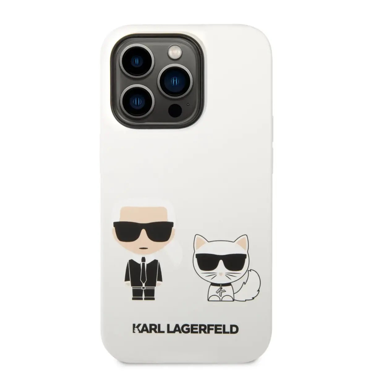Karl Lagerfeld and Choupette Liquid Silicone Case for iPhone 14 Pro Max White