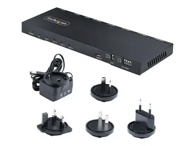 StarTech.com 4-Port HDMI Splitter, 4K 60Hz HDMI 2.0 Video, 1 In 4 Out HDMI Splitter, 4K HDMI Splitter w|Built-in Scaler, 3.5mm|Optical Audio Port, Durable Metal Housing, HDR|HDCP - 1x4 HDMI Display|Output Splitter (HDMI-SPLITTER-44K60S) - video|audio spli