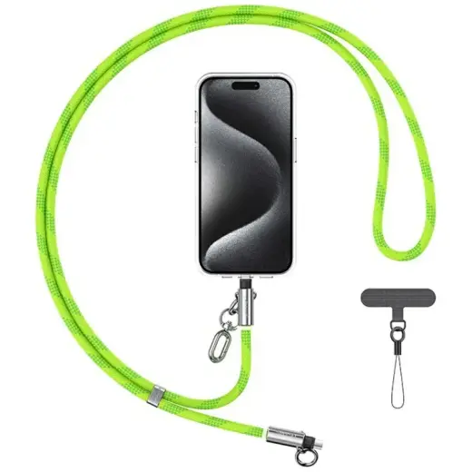Smycz do telefonu z kablem do ładowania  Usams SJ745 60W USB-C do USB-C 1.2m zielony