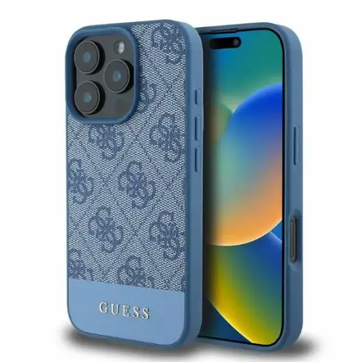 Guess GUHCP16LG4GLBL iPhone 16 Pro 6.3" niebieski|blue hardcase 4G Bottom Stripe