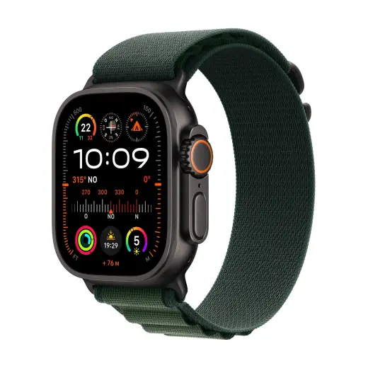 Apple Watch Ultra 2 GPS + Cellular 49mm nutikell, must titaan, tumeroheline Alpine Loop rihm M