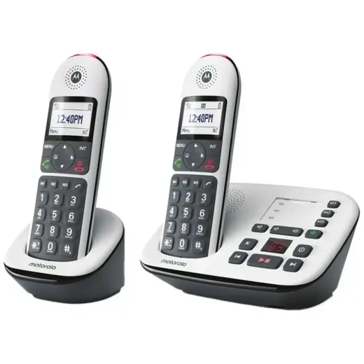 Set of Motorola CD5012 cordless landline phones white 2 psc.