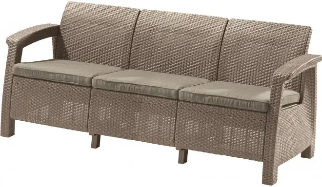 Садовый диван трехместный Corfu Love Seat Max бежевый