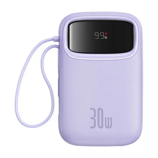 Baseus QPow 2 ārējais akumulators (powerbank) | 10000 mAh | 30W | USB-C | LED ekrāns | violets