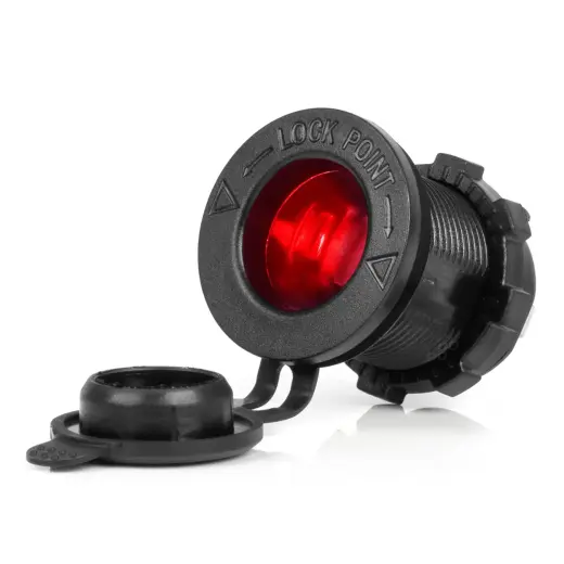 Waterproof Car Cigarette Lighter Socket with RED LED Backlight 12/24V AMIO-04219