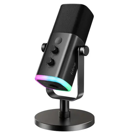 Fifine AmpliGame AM8 RGB microphone for gaming | podcasts | streams | XLR black