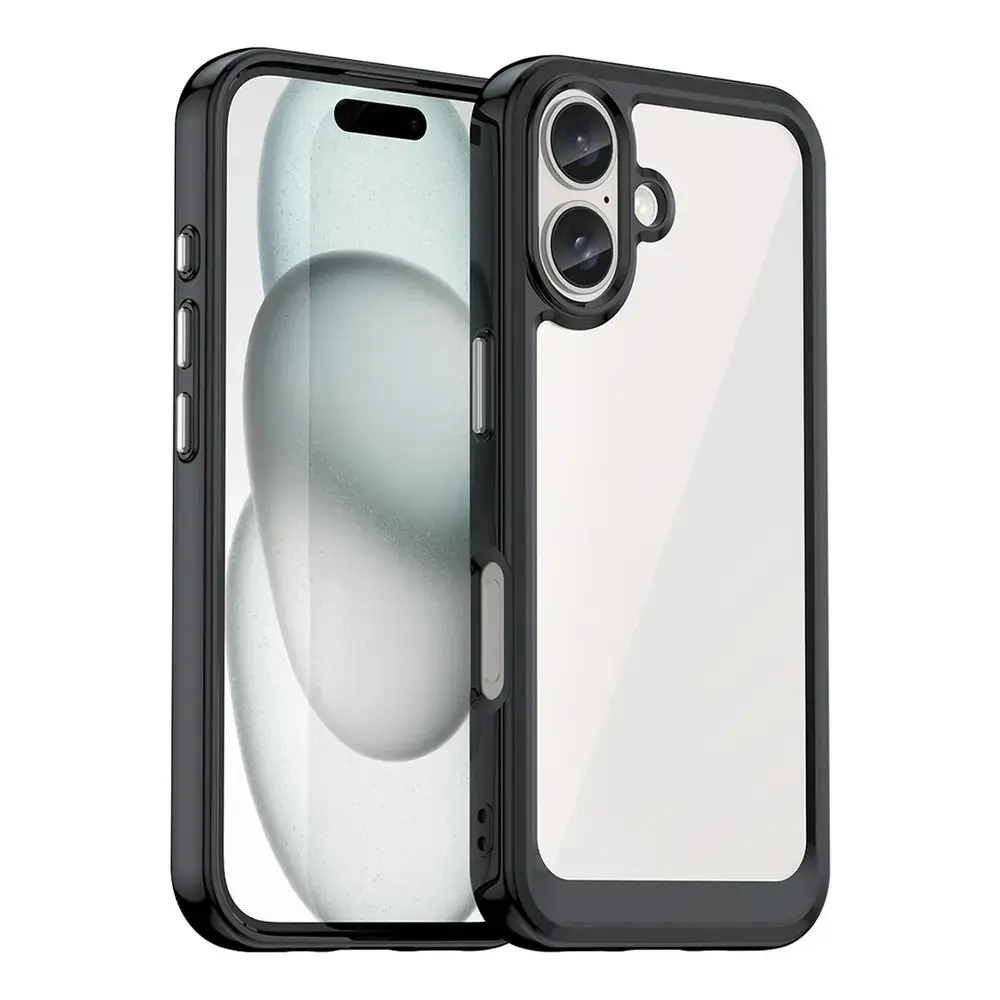 Outer Space Gel Frame maciņš telefonam iPhone 16 Plus melns