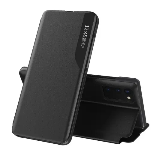 Eco Leather View Case elegant bookcase type case with kickstand for Samsung Galaxy A52s 5G / A52 5G / A52 4G black