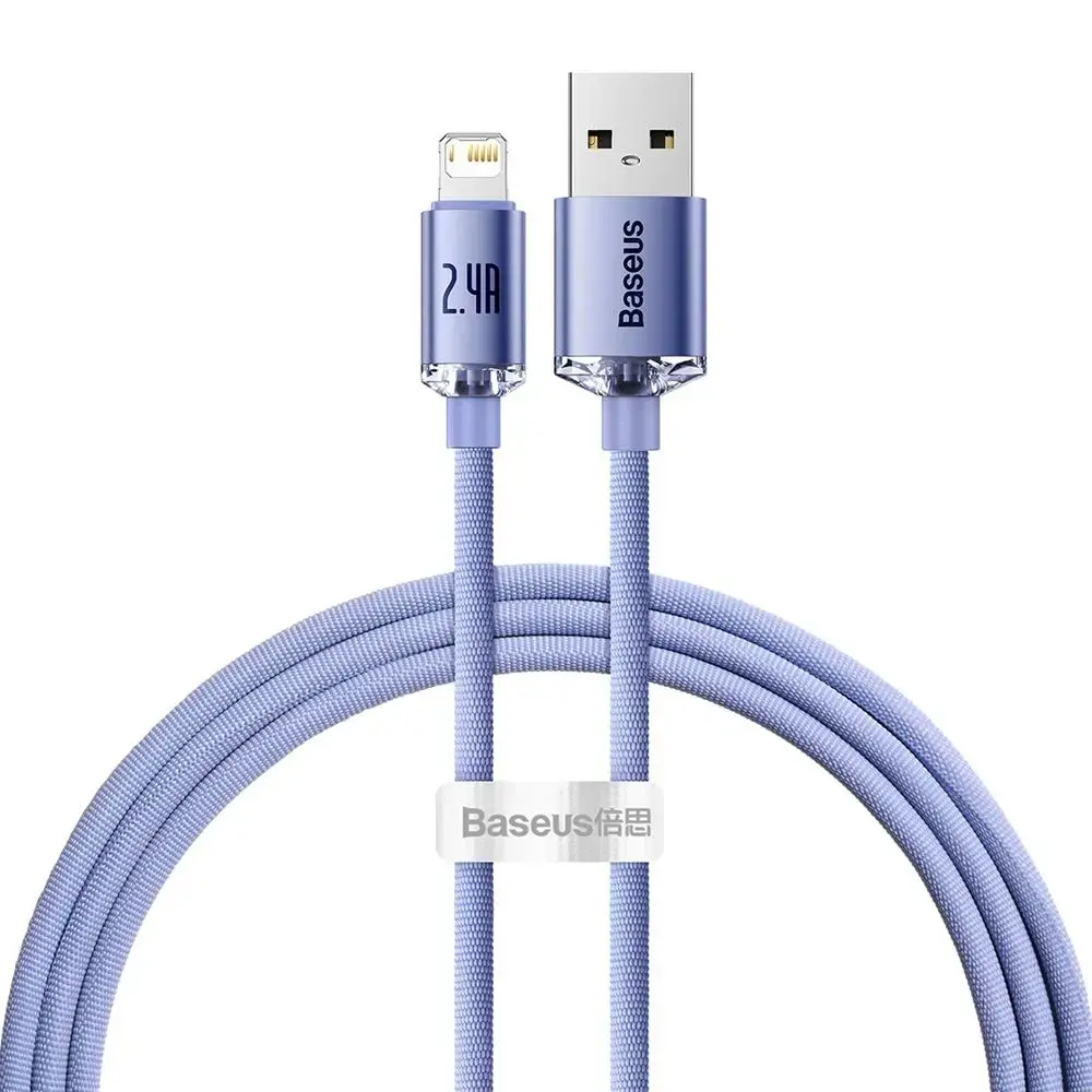 Baseus Crystal Shine провод для передачи данных и зарядки | USB-A на Lightning | 12W | 1.2m | фиолетовый