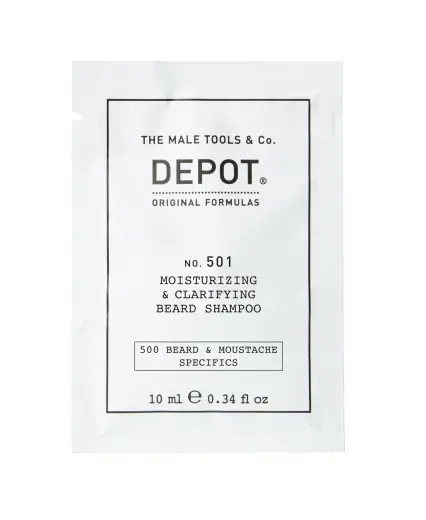 Depot, 500 Beard & Mustache Specifics No. 501, Pro-Vitamin B5, Beard Shampoo, Moisturizing & Clarifying, 10 ml