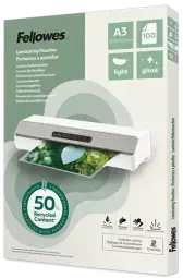 Laminēšanas plēves Fellowes Eco 100gab Gloss A3