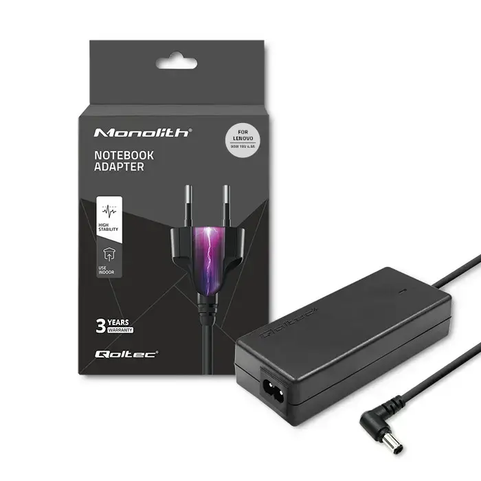 Qoltec Power adapter for laptop Lenovo | 90W | 19V | 4.9A | 5.5*2.5 | +power cable