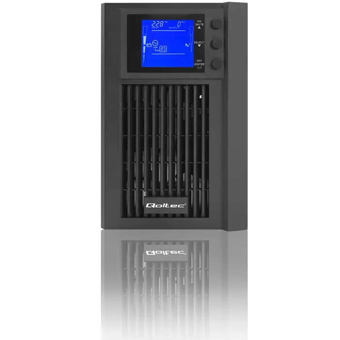 Qoltec Uninterruptible Power Supply UPS On-line | Pure Sine Wave | 2kVA | 1.6kW | LCD | USB