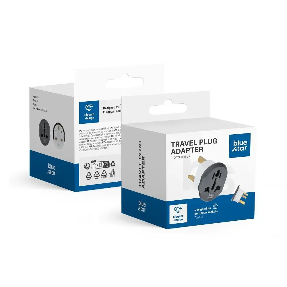 Blue Star travel adapter GO TO UK (Type G) 13 white