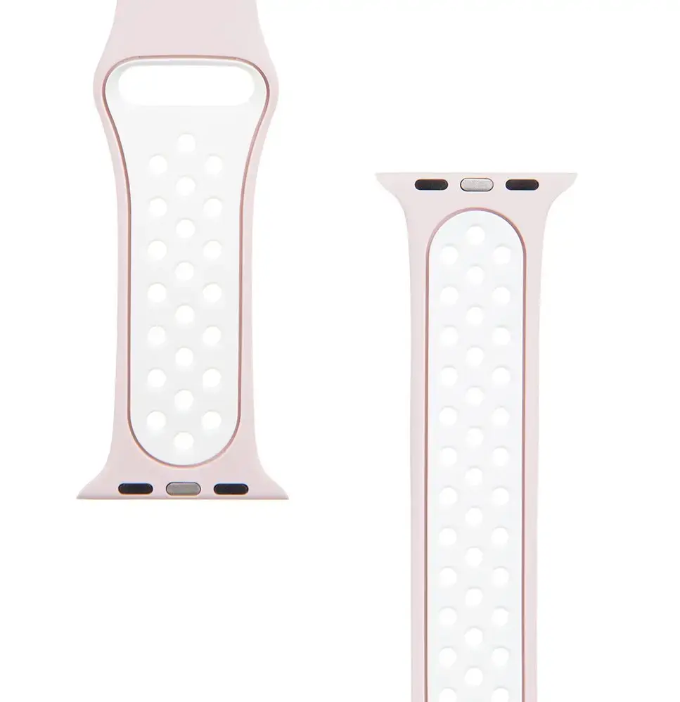 Tactical 123 Double Silicone Band for Apple Watch 1|2|3|4|5|6|7|SE 38|40|41mm Pink|White