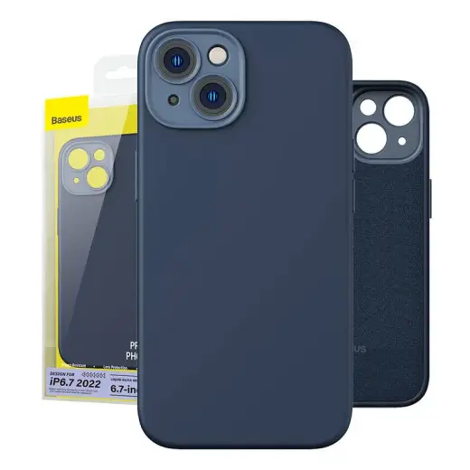 Baseus Liquid Silica Case and Tempered Glass set for iPhone 14 Plus (blue)