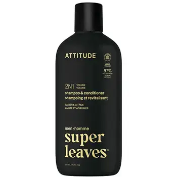 Attitude Super Leaves Amber & Citrus Shampoo & Conditioner - men 2 in 1 415ml
