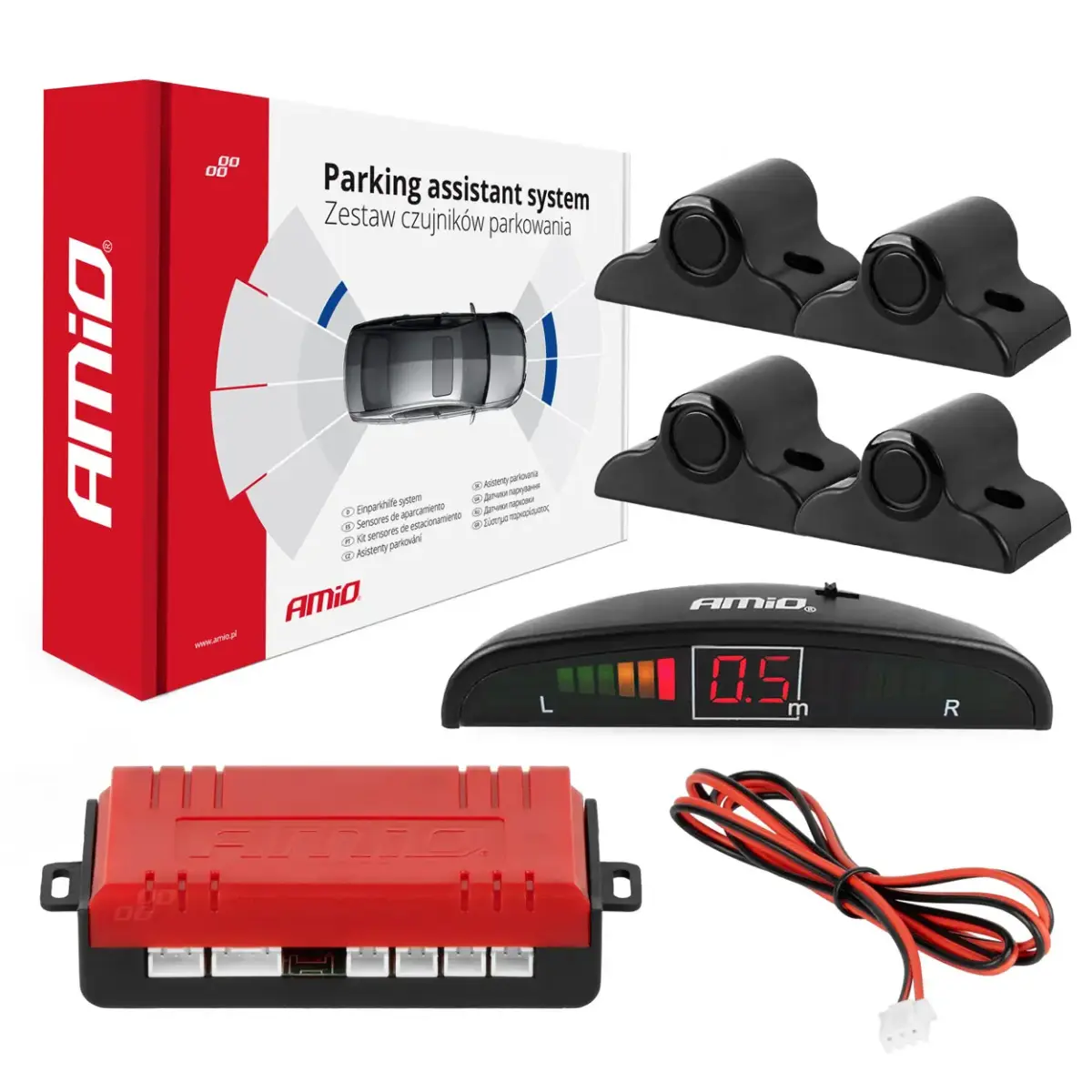 Parking assistant system LED 4 sensor black 19mm TRUCK
