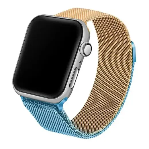 Beline Steel viedpulksteņa siksniņa priekš Apple Watch (42/44/45/49 mm) | nerūsējošs tērauds | zila/zelta krāsā