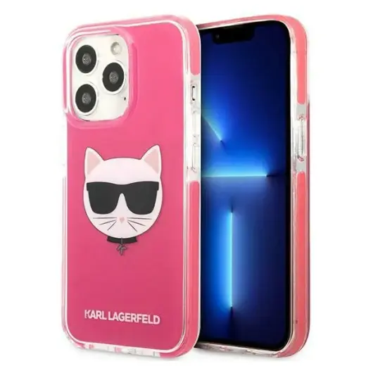 Karl Lagerfeld TPE Choupette Head dėklas, skirtas iPhone 13 Pro, fuksijos spalvos