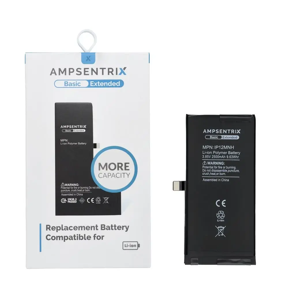 AmpSentrix Basic battery for iPhone 12 Mini (high capacity 2500 mAh)