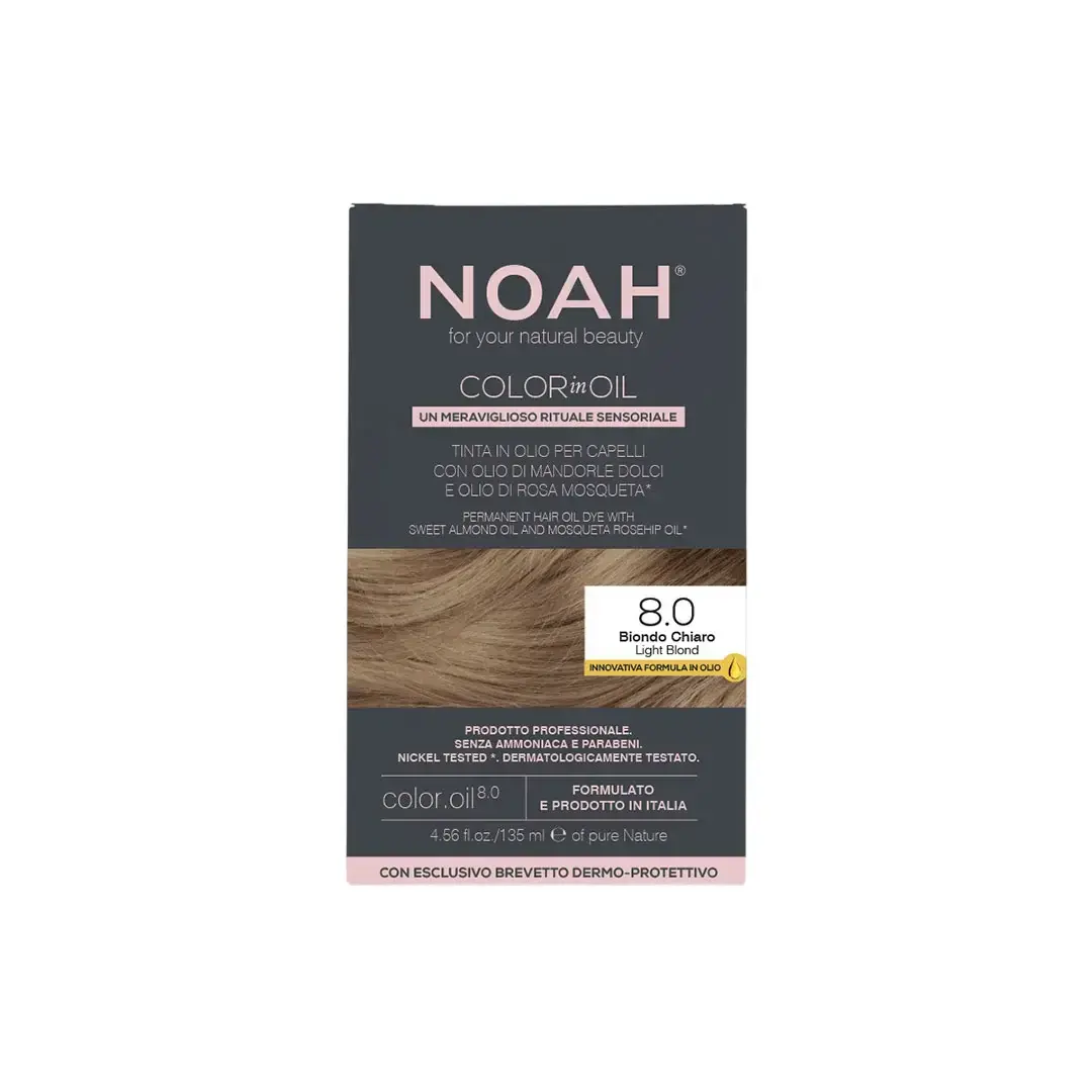 Noah, Color In Oil, Vegan, Permanent Hair Colouring Oil, Coloring, 8.0 Light Blond, 135 ml